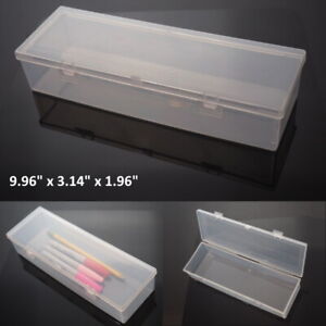 Large Clear Plastic Storage Container Box Hinged Lid Crafts Markers Pens Pencils