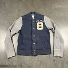 Abercrombie Fitch Jacket Mens Small Blue Gray Muscle Fit Distressed Preowned