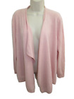 LL Bean 100% Cashmere Pale Pink Open Drape Front Cardigan Size L reg
