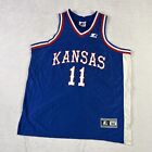 Vintage 90s Starter Kansas JayHawks #11 Jacque Vaughn Basketball Jersey Size XL