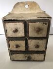 Antique Primitive Wooden 6 Drawer Hanging Apothecary Cupboard Spice Cabinet BS17