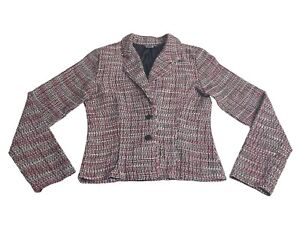 Vintage Street Magic Blazer Jacket Women M Knit Frayed Collar Acrylic Two Button