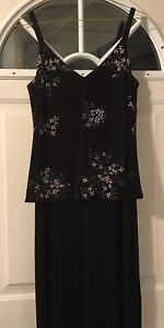 Vintage En Francais Huey Waltzer Dress Womens Sz 10 Black Long Evening Gown