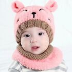 Toddler Kids Beanie Plush Cap + Scarf Set Girl Boy Baby Winter Warm Knit Hat US