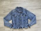 Maurice’s Jean Jacket Blue Distressed Large￼