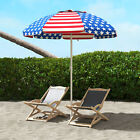 Outsunny 5.7' Ruffled Beach Umbrella with American National Flag Design
