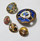 Antique 5 Pierced Enamel Buttons