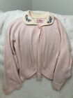 Vintage Hi Bulk embroidered Cropped cardigan. Soft pink acrylic Women’s small