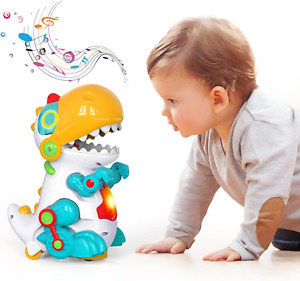 Baby Toys 6 to 12 Months, Dinosaur Crawling Toys for 1 + Year Old Infant Toys wi