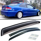 For 96-00 Honda Civic 2DR Coupe Mugen Style Wavy Window Visor + Rear Roof Visor (For: 2000 Honda Civic Si Coupe 2-Door 1.6L)