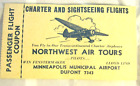 Vintage Northwest Air Tours Flight Ticket Stub 1920s Mpls. Mn. Municipal Airport