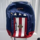 Jansport Backpack Red white blue Leather Accents