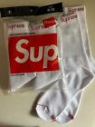 *VERIFIED AUTHENTIC * Supreme / Hanes Crew Socks - White, Pack of 4, Size 6-12