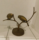 Pair of Vintage Brass Birds Sitting on Branches