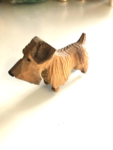 Vintage Scotty Dog  Miniature Carved Wood Scottish Terrier  Great Patina  EXCLT