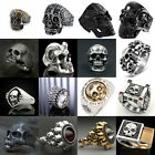 Stainless Steel Gothic Punk Biker Ring Mens Skull Skeletons Bones Jewelry SZ6-13