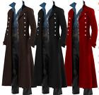 Men's Steampunk Military Trench Coat Long Jacket Gothic Overcoat Cosplay