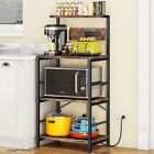 Bakers Rack with 3 Power Outlets, 4-Tier Kitchen Microwave Stand with Storage