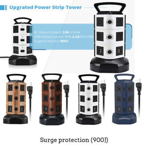 Power Strip Surge Protector with USB Electric Charging Tower Multi Plug Outlet