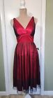 90s Y2K V Neck Red Black Prom Formal Party Dress 3/4 Goth Fit & Flare Morgan Co