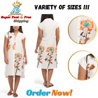Linen Floral Shirt Dress Cap Sleeve Classic Collar Shirt Dress Floral Print Mid