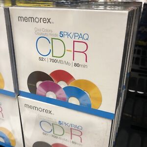 NEW Memorex Cool Colors CD-R 52X 700MB 80 min (5 Pack) SEALED FAST SHIP S20