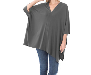Zenana Outfitters Women's Pancho Sweater Oversized V-Neck Gray Color 2X Plus