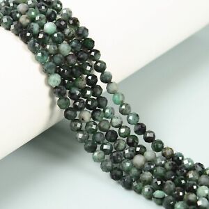 Natural Emerald Faceted Round Beads Size 2mm 3mm 4mm 6mm 15.5