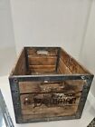 Vintage 1961 Bowman Wooden Milk Crate With Metal Base And Frame Chicago Dairy