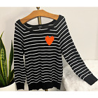 Torrid Black w White Stripes Red Heart Boat Neck 100% Cotton Sweater Size 2 (2X)