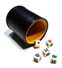 New Bicast Leather Dice Cup w/ Yellow Felt Lining & 5 Rounded Corner Poker Dice