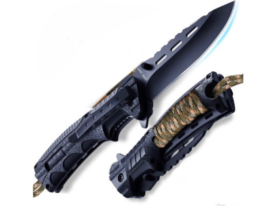 Tactical Folding Knife - Spring Assisted Knife with Fire Starter Paracord Handle