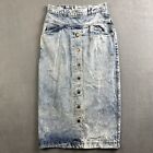 Vintage Acid Wash Denim Skirt Womens Size 9/10 Maxi Long Jean Western Whipp 80s