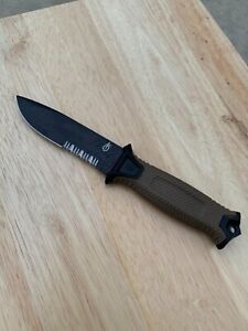 Gerber Gear Strongarm Brown Serrated Fixed Blade Tactical Knife for Survival