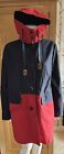 COACH New York Trench Coat With Detachable Hood Size L Large 12 14 16 Navy Red