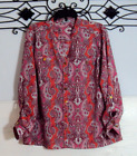 Notations Women's Top Size L Long Sleeve Multicolored Paisley Button Up Blouse