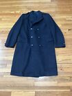 Arthur M Rosenberg Dress Coat Size 44R Navy Blue Wool Overcoat Trench Vintage