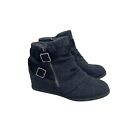 Jellypop Gray Side Zip Wedge Ankle Booties Boots Shoes Womens size 9 M