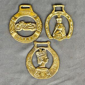 Vintage Brass Horse Brass Lot of 3 Jenny Jones 1953 Coronation