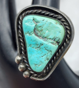 Old Pawn Native Navajo Sterling Silver Ring Size 11 Large Mens Turquoise