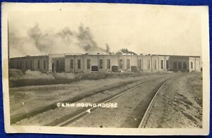 Ca 1914 RPPC Chicago & Northwestern RR Round House Near Missouri Valley IA