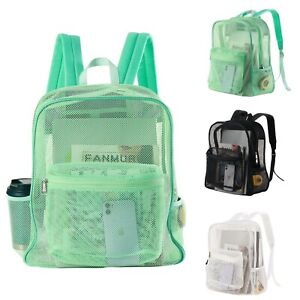 Clear Mesh Backpack Heavy Duty See Through School Bag For Students Men Women