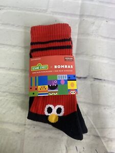 Bombas Sesame Street Elmo Socks 1 Pair Black Red Unisex Size Medium