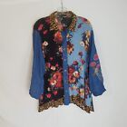 Caleoas Womens Multicolor Floral Embroidered Sleeve Long Sleeve Shirt Size 3X