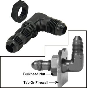 6 AN AN6 Male to Male 90 Degree 90° Bulkhead Fitting Adapter With Nut Black