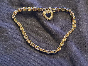 Vintage 18k Gold Vermeil over Sterling Silver Heart Pendant Bracelet