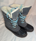 Khombu Womens 7M Vail Winter Snow Boots Duck Suede Leather Gray CLEAN EUC