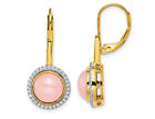 1.87 Carats (ctw) Rose Quartz Earrings in 14K Yellow Gold with 1/4 carat (ctw) D