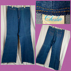 Vintage Cheslin Bell Bottom Denim Jeans Men's 40x37.5 Unhemmed Dark Wash Pockets