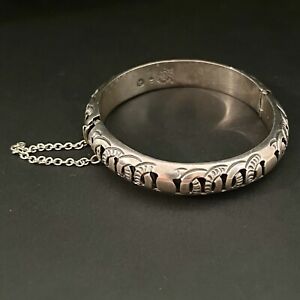 VINTAGE Signed RAC Taxco MEXICO Sterling Silver BRACELET Bangle CUT-OUT
